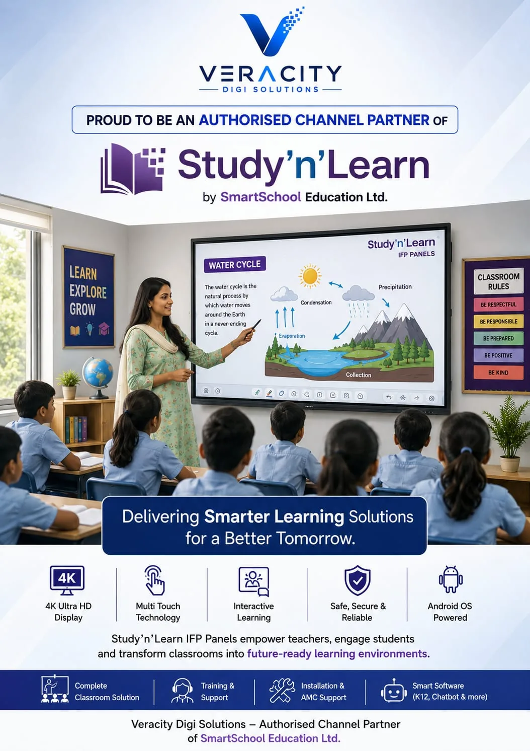 Veracity authorised channel partner classroom creative for Study'n'Learn IFP panels